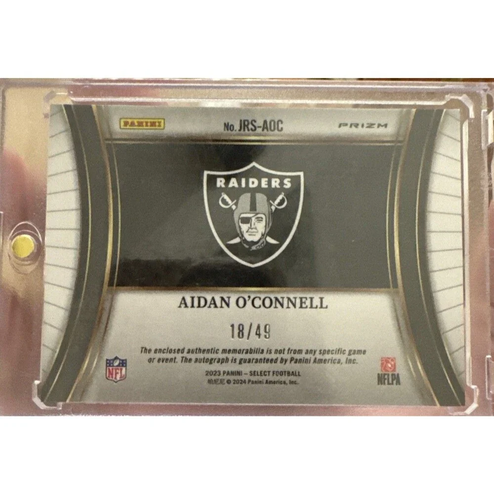 2023 Panini Select - Aidan O'Connell #/49 RPA (RC) Rookie Patch Autograph